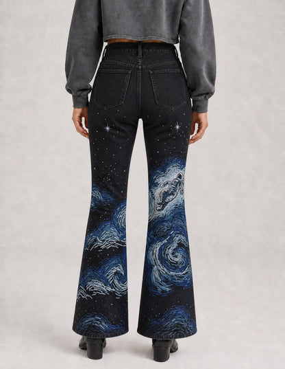 Starlight Rodeo Bootcut Jeans – Back View – Riley – black, blue, white