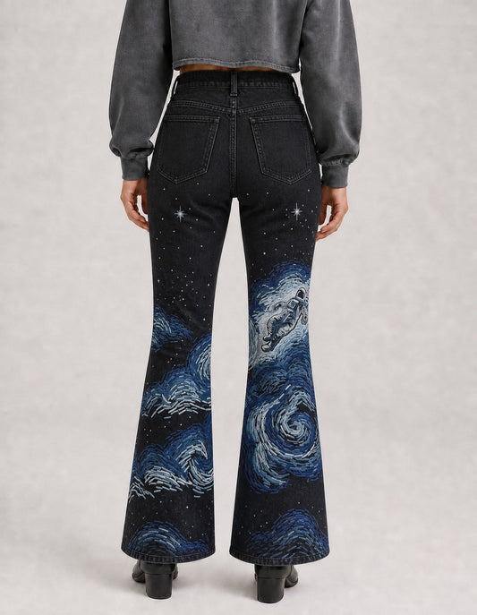 Starlight Rodeo Bootcut Jeans – Back View – Riley – black, blue, white
