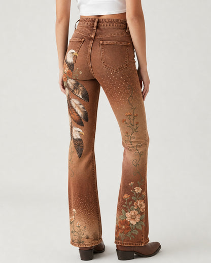 Eagle's Feather Bootcut Jeans – Back View – Riley – brown