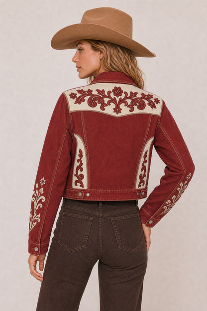 Cactus Bloom RB-JKT01 – Back View – Riley – burgundy