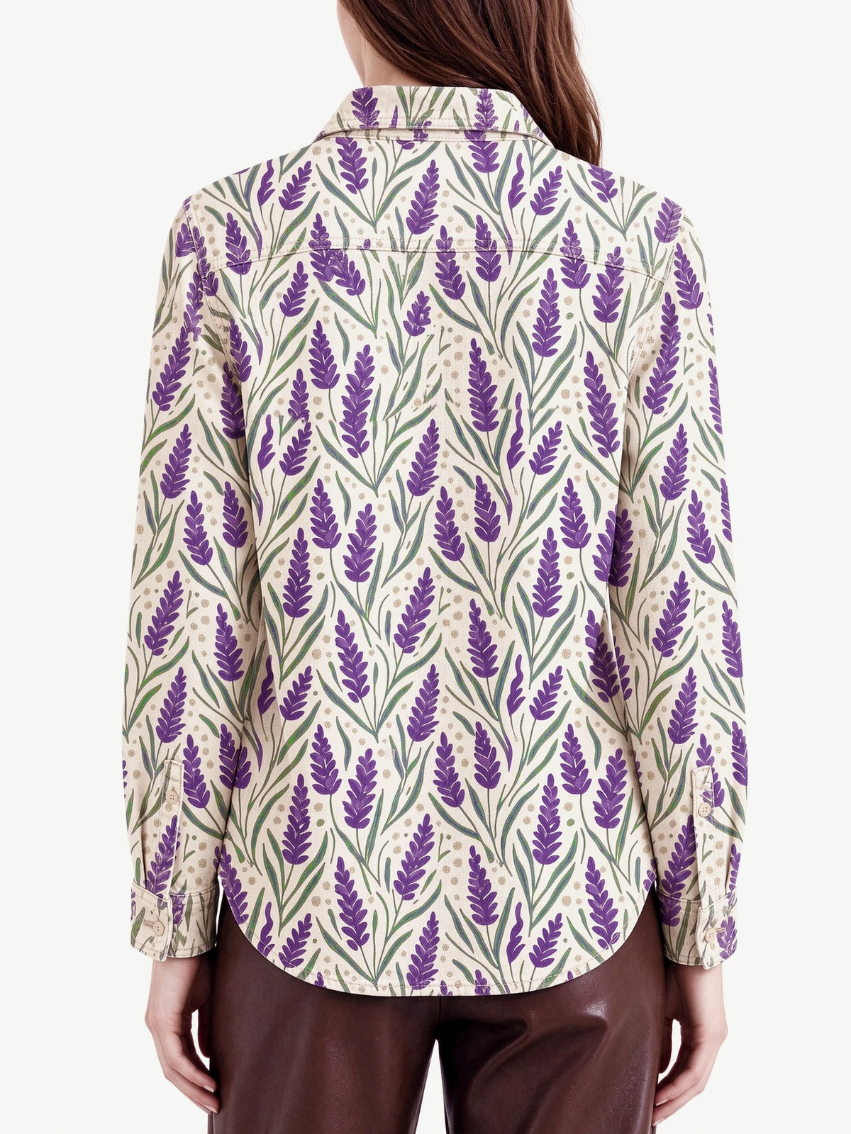 Western Lavender Trail Long Sleeve Denim Shirt