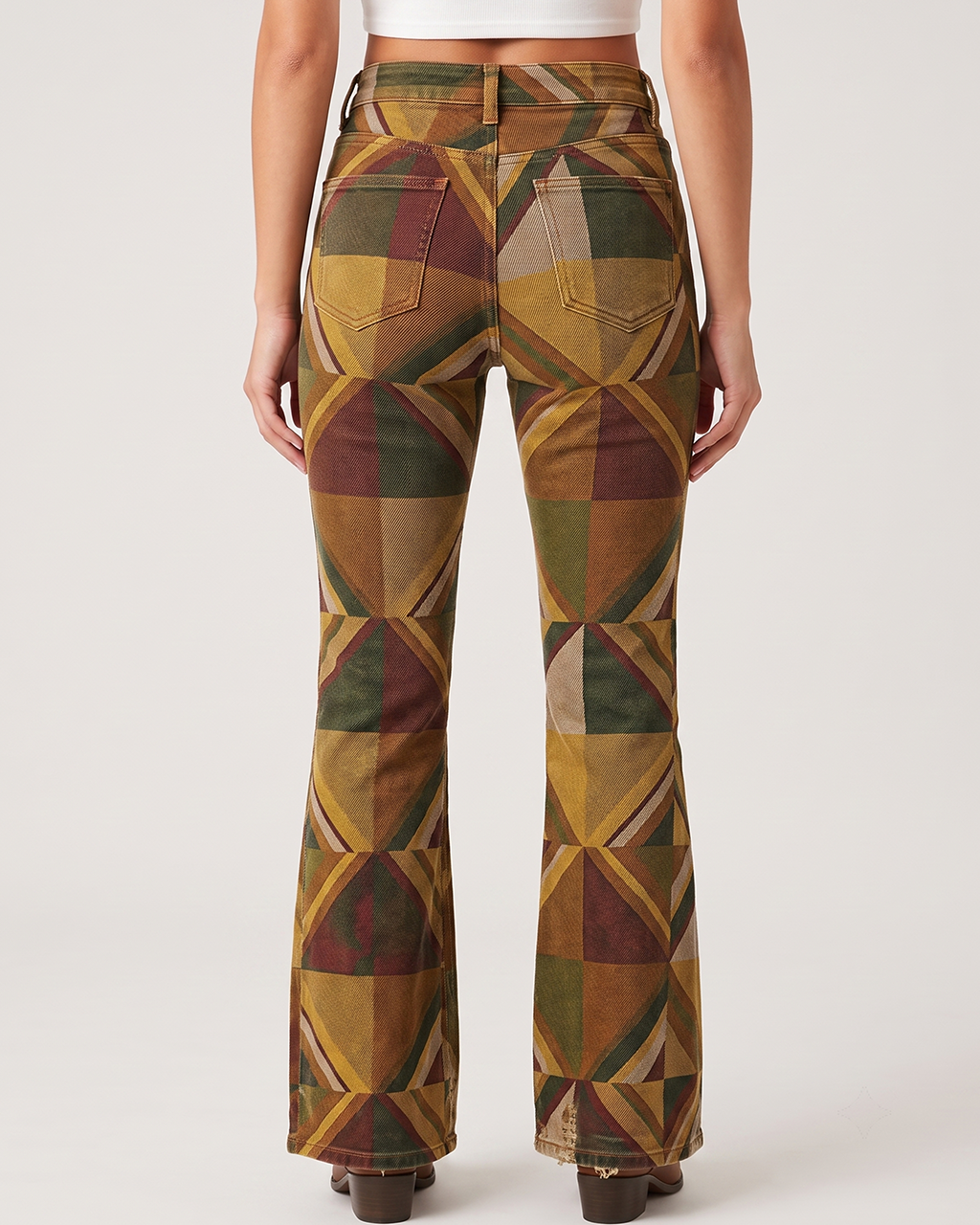 Cactus Mirage Mustard Bootcut Jeans – Back View – Riley – mustard, olive