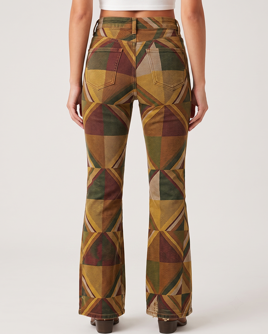 Cactus Mirage Mustard Bootcut Jeans – Back View – Riley – mustard, olive