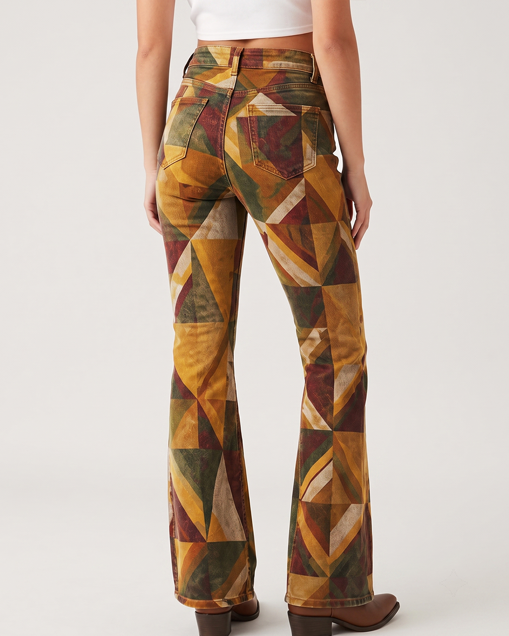 Canyon Mirage Mustard Bootcut Jeans – Back View – Riley – mustard, rust