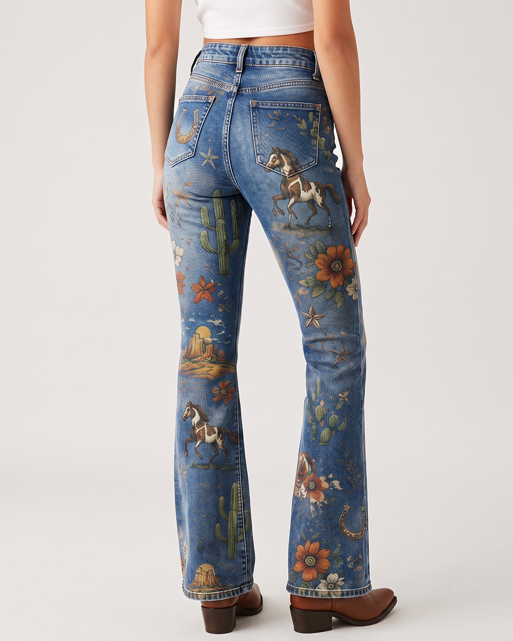 Cactus Mirage Denim Bootcut Jeans – Back View – Riley – Denim Blue