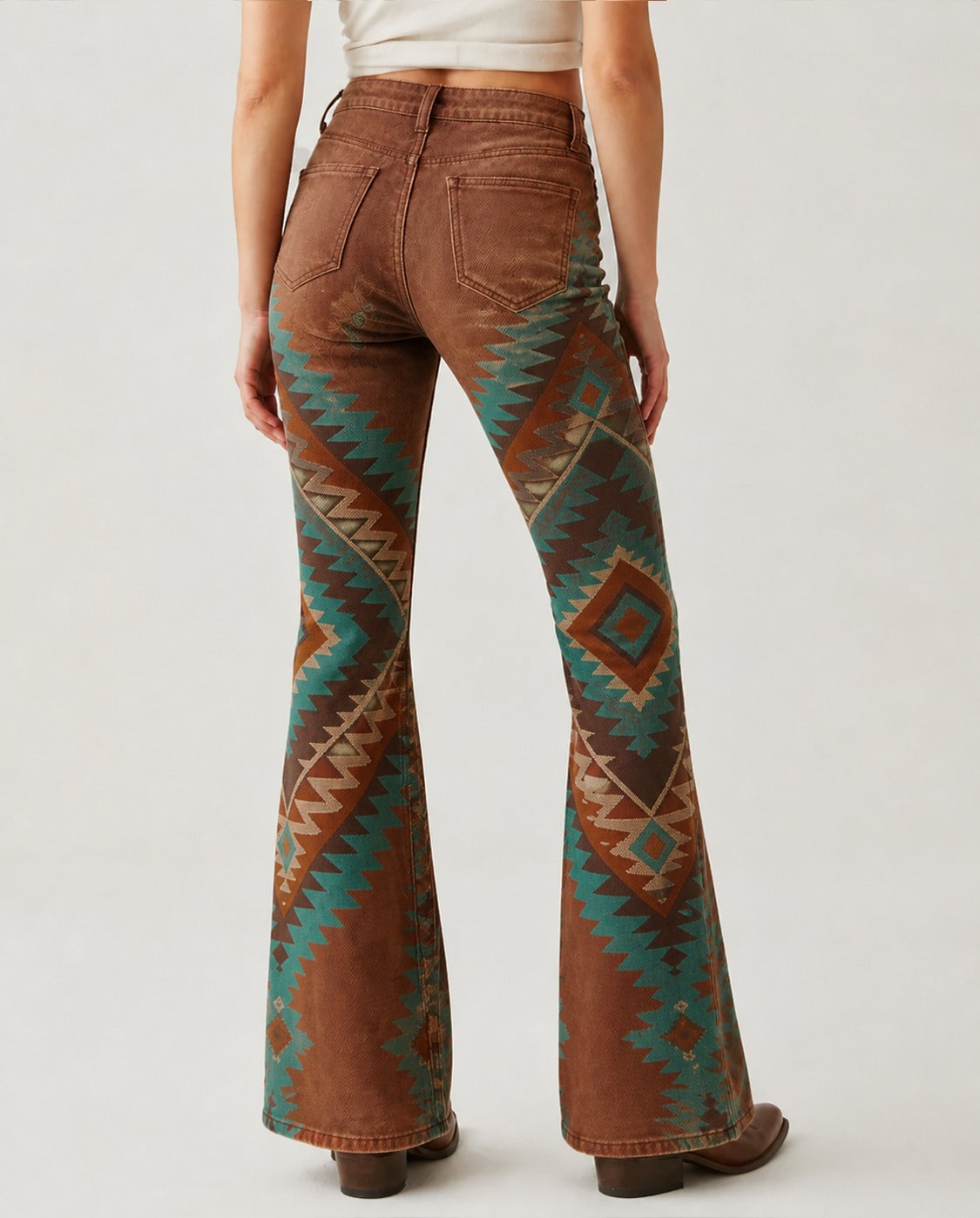 Desert Mirage Brown Geometric RB-BOT04 – Back View – Riley – brown, teal, tan