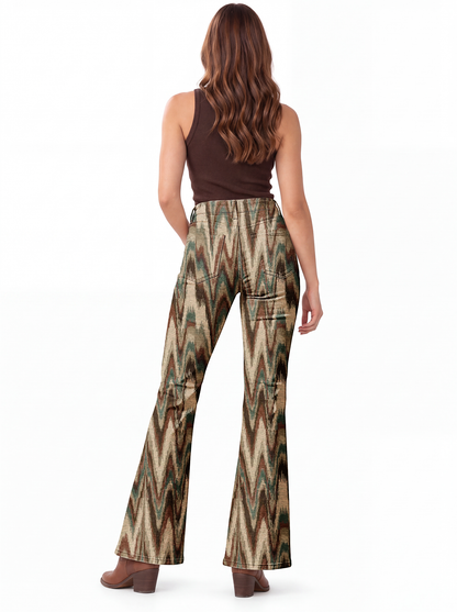 Olive Canyon Weave Bootcut Jeans – Back View – Riley – Olive Green