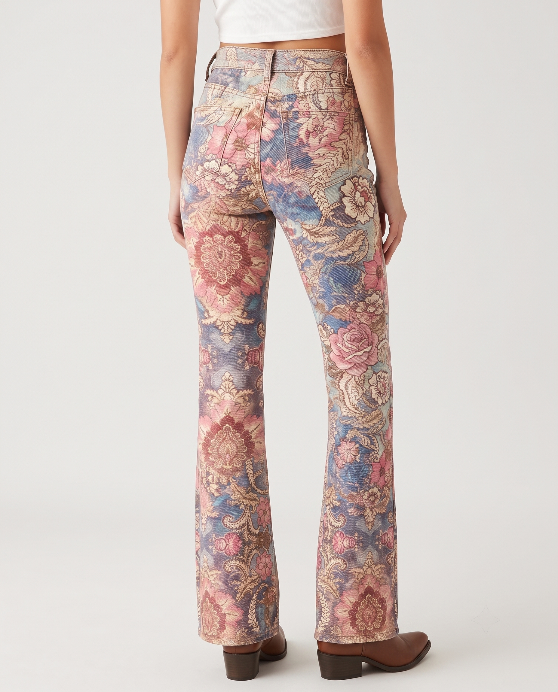 Desert Bloom Multicolor Bootcut Jeans – Back View – Riley – Multicolor