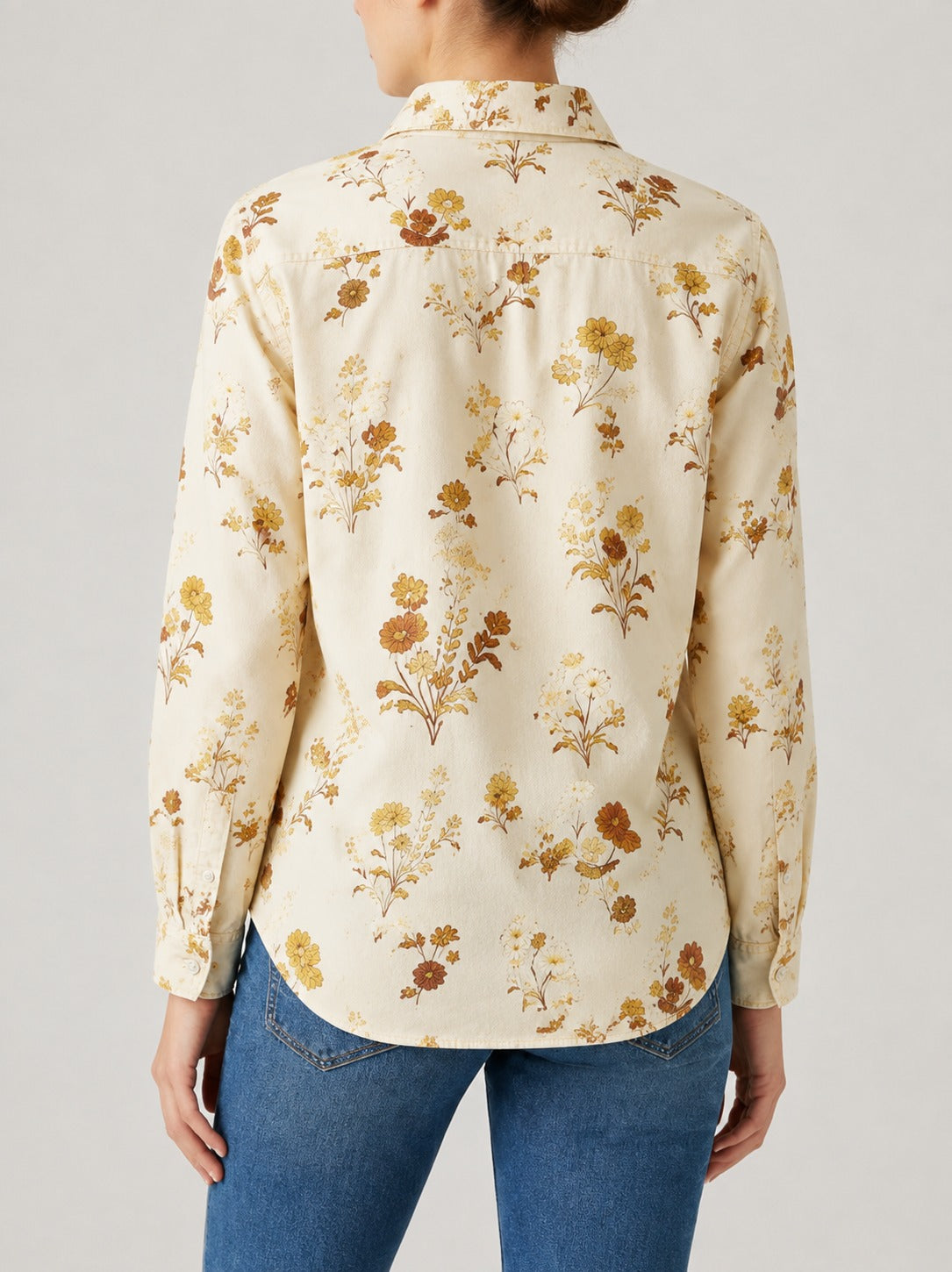 Prairie Bloom Cream RB-TOP16 – Back View – Riley – Denim