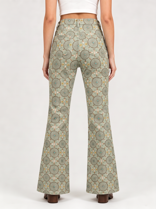 Desert Dreamweaver Bootcut Jeans – Back View – Riley – Sage Green