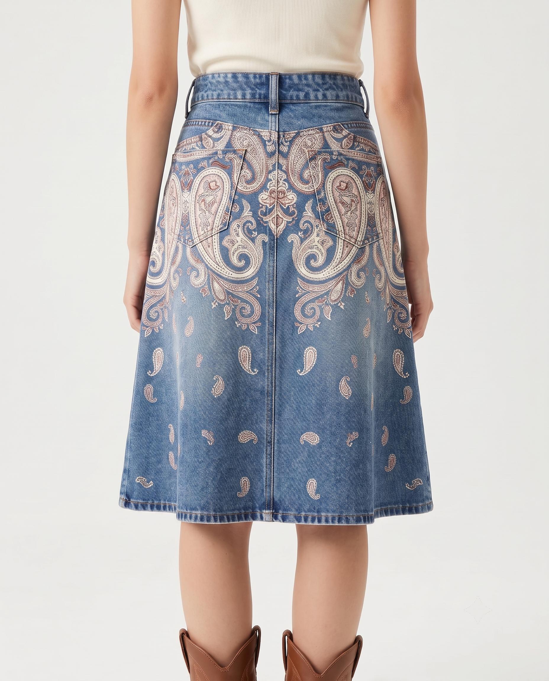 Blue Paisley RB-SKT03 – Back View – Jessie – Medium Blue
