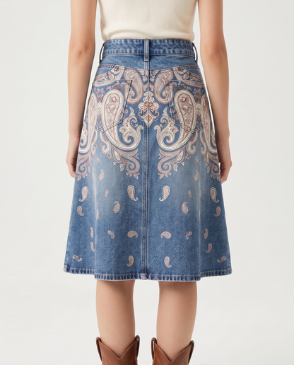Blue Paisley RB-SKT03 – Back View – Jessie – Medium Blue