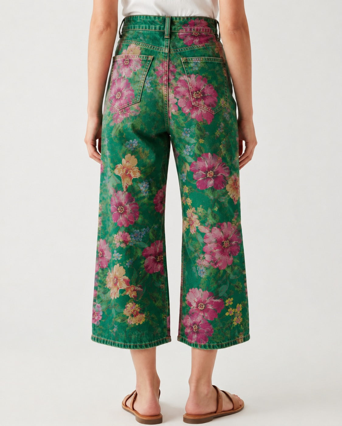 Prairie Bloom Green Floral RB-BOT24 – Back View – Riley – Green