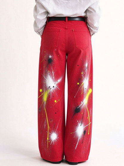 Gunsmoke Splatter Wide-Leg Jeans