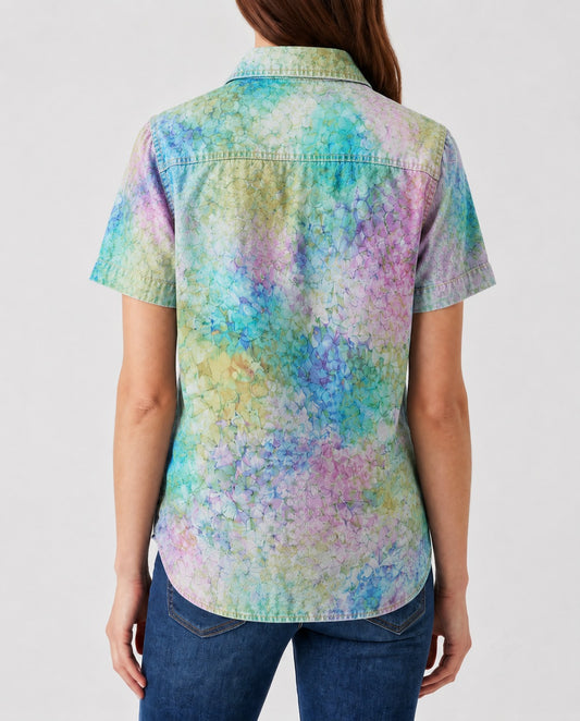 Cactus Mirage Teal Floral RB-TOP15 – Back View – Riley – teal, lavender