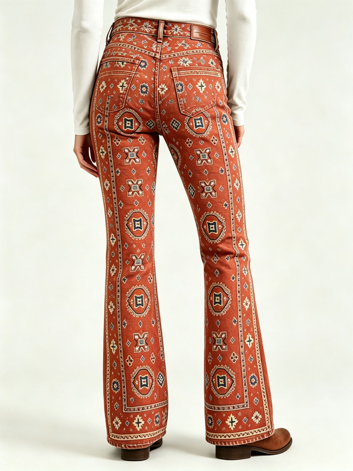 Desert Mirage Bootcut Jeans – Back View – Riley – rust