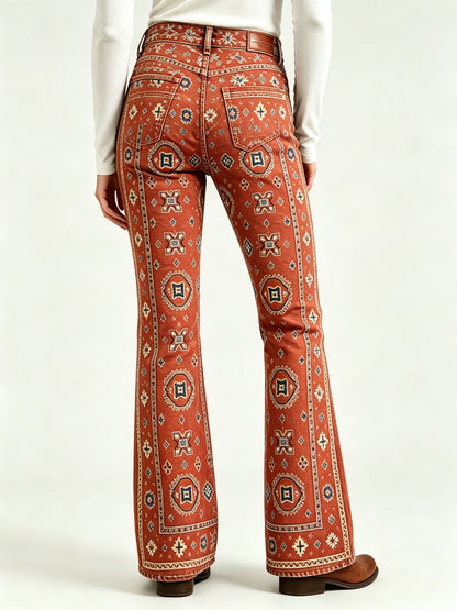 Desert Mirage Bootcut Jeans – Back View – Riley – rust