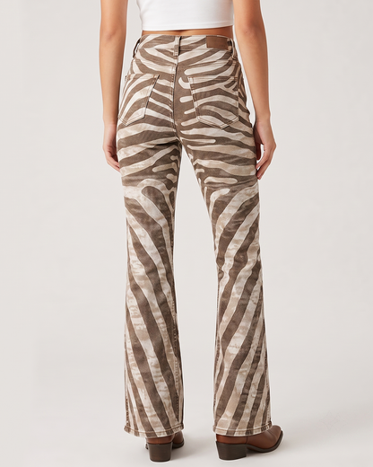 Canyon Zebra Bootcut Jeans – Back View – Riley – brown, beige