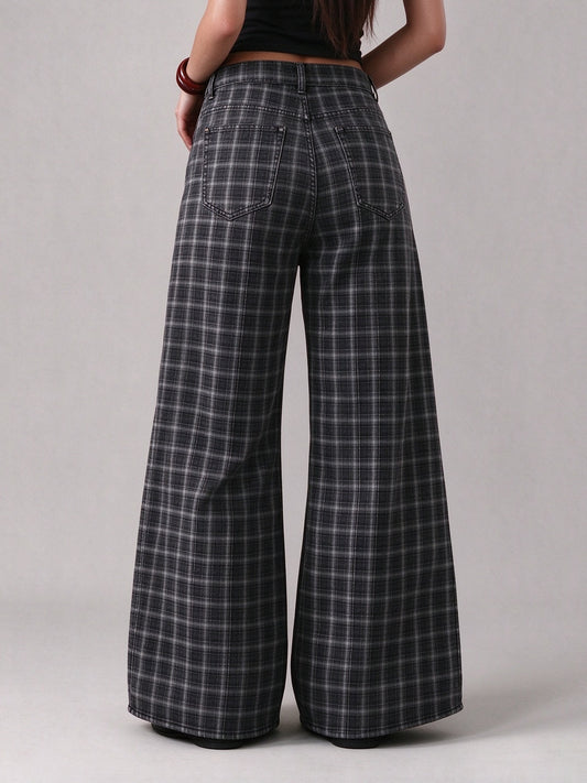 Smokestack Mesa Check Wide-Leg Jeans
