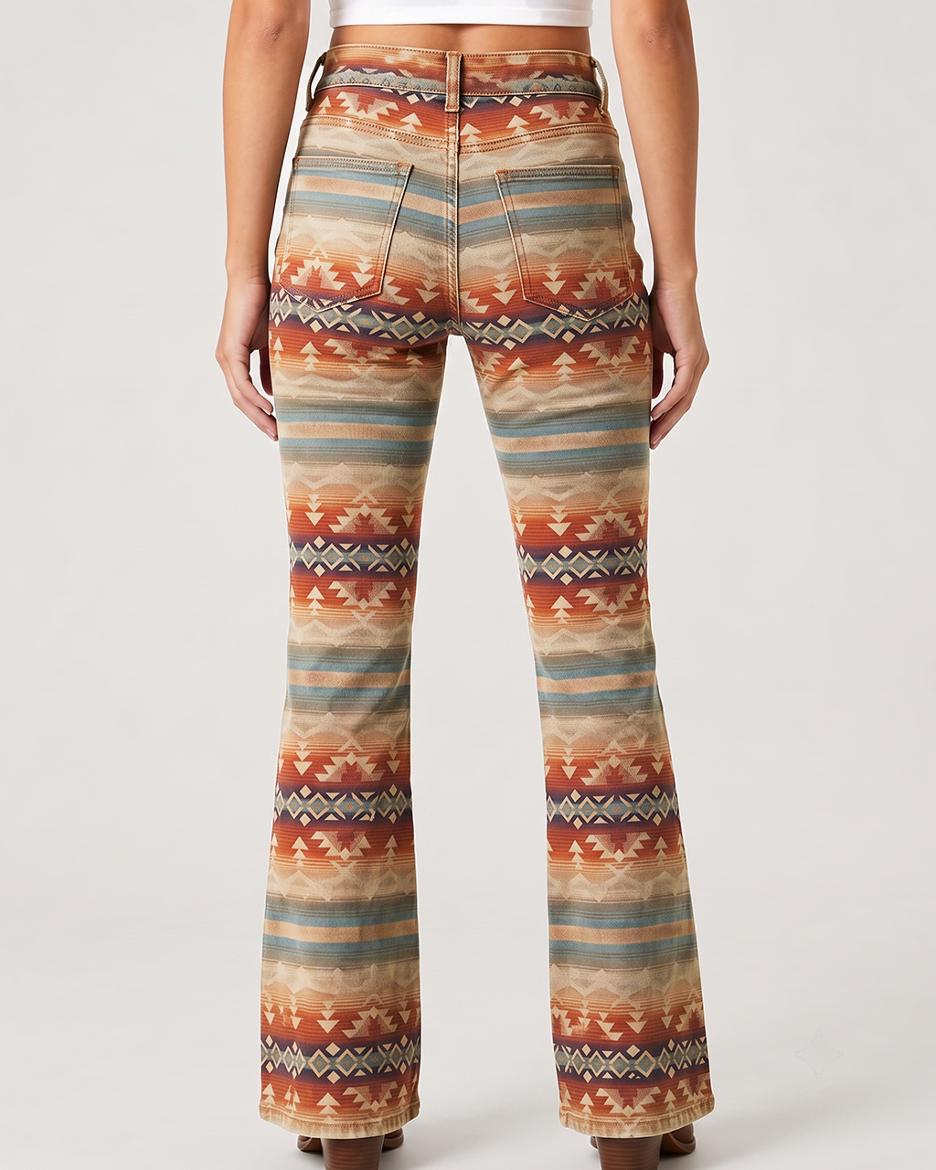 Canyon Echoes Bootcut Jeans – Back View – Riley – terracotta, beige