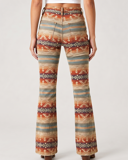 Canyon Echoes Bootcut Jeans – Back View – Riley – terracotta, beige