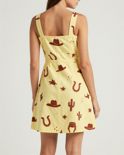 Sunshine Rodeo Structured Mini Dress – Back View – Riley – Sunshine Yellow