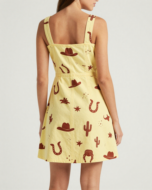 Sunshine Rodeo Structured Mini Dress – Back View – Riley – Sunshine Yellow