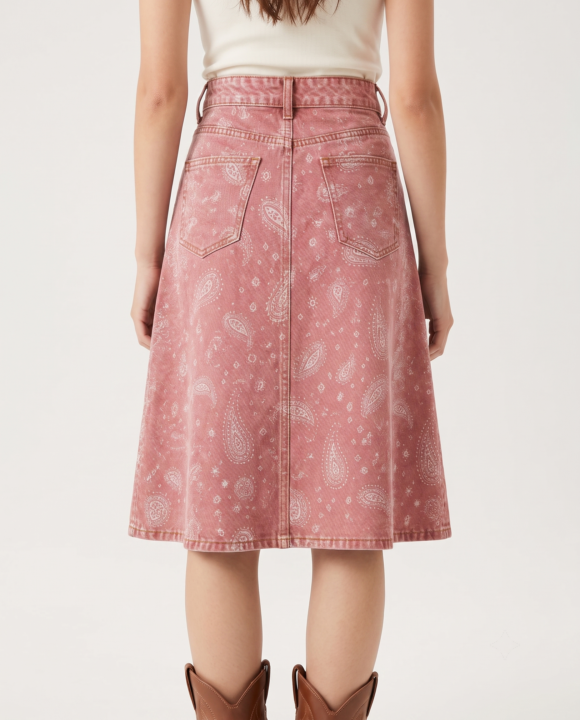Pink Paisley RB-SKT03 – Back View – Jessie – Pink