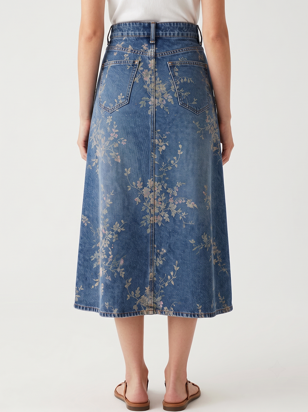 Cactus Bloom Indigo RB-SKT10 – Back View – Jessie – indigo