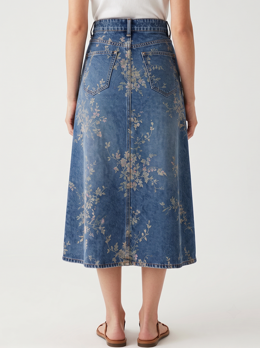 Cactus Bloom Indigo RB-SKT10 – Back View – Jessie – indigo