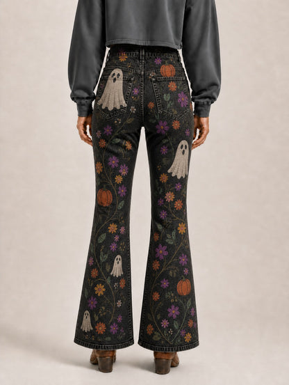 Ghostbloom Riders Bootcut Jeans – Back View – Riley – black