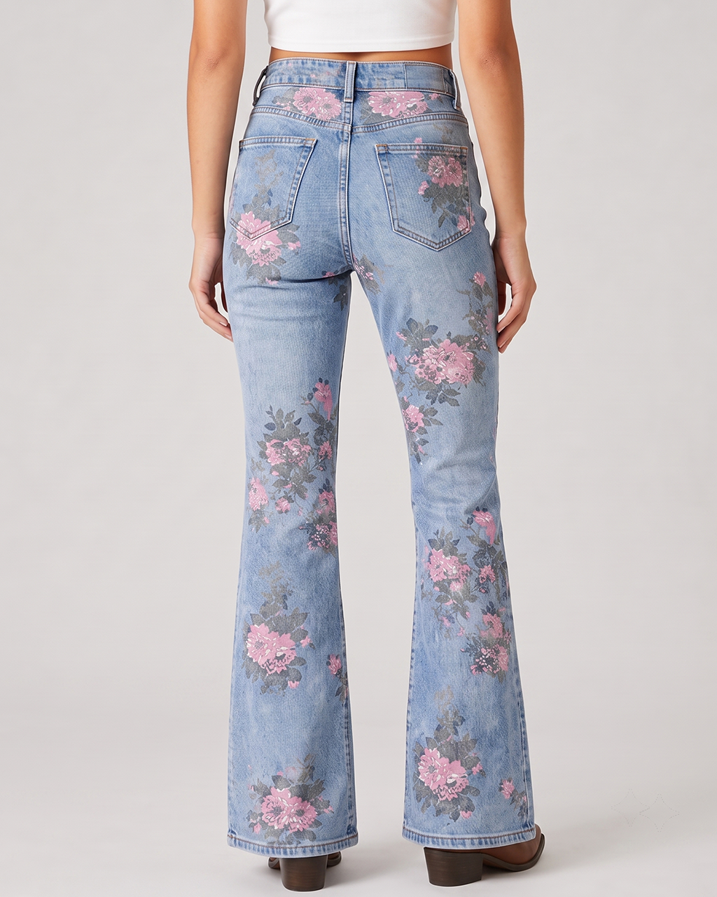 Cactus Rose Bootcut Jeans – Back View – Riley – light blue