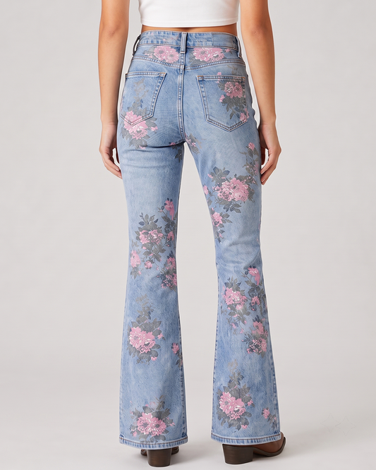 Cactus Rose Bootcut Jeans – Back View – Riley – light blue