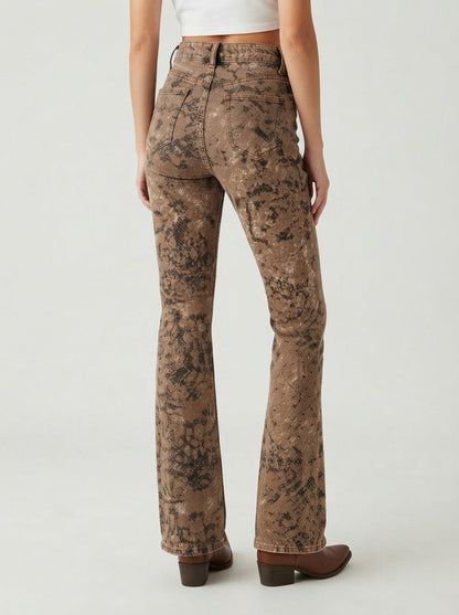 Desert Serpent Bootcut Jeans – Back View – Riley – brown