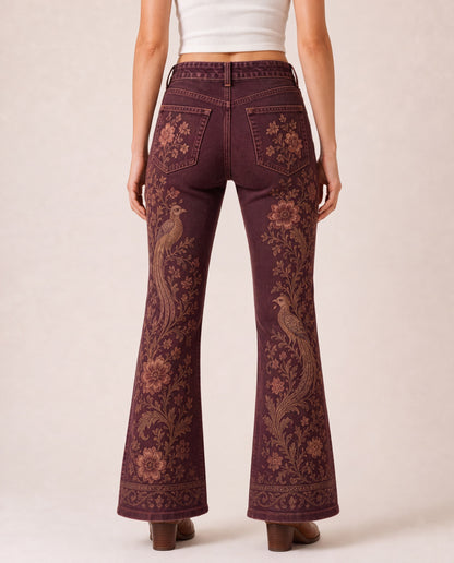 Prairie Phoenix Bootcut Jeans – Back View – Riley – burgundy