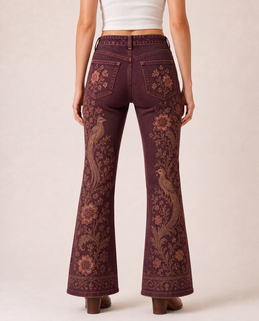 Prairie Phoenix Bootcut Jeans – Back View – Riley – burgundy