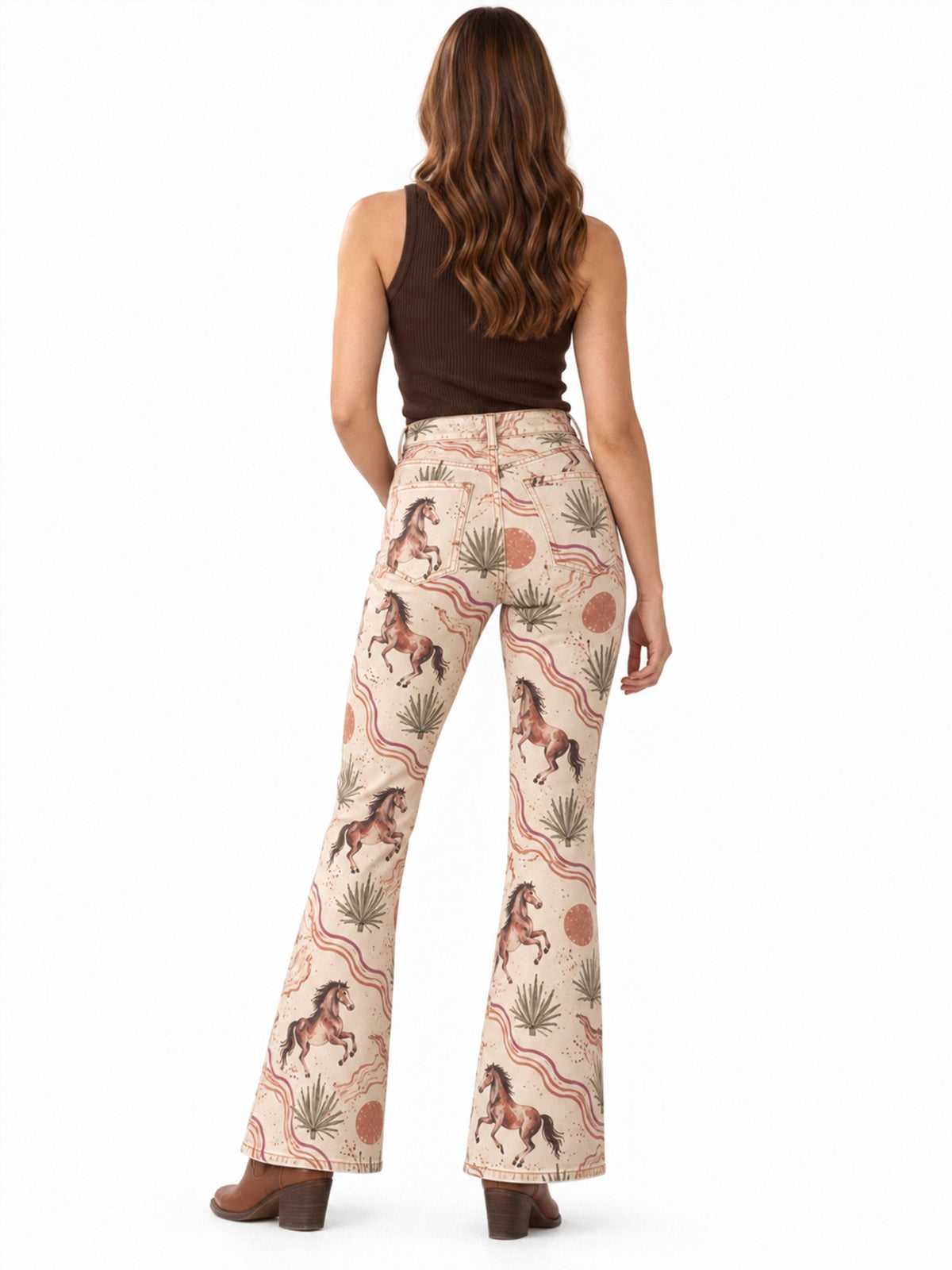 Desert Gallop Bootcut Jeans – Back View – Riley – beige