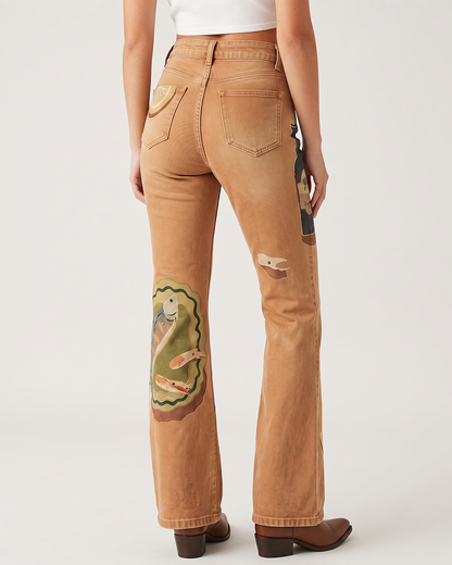 Whiskey Trail Bootcut Jeans – Back View – Riley – tan
