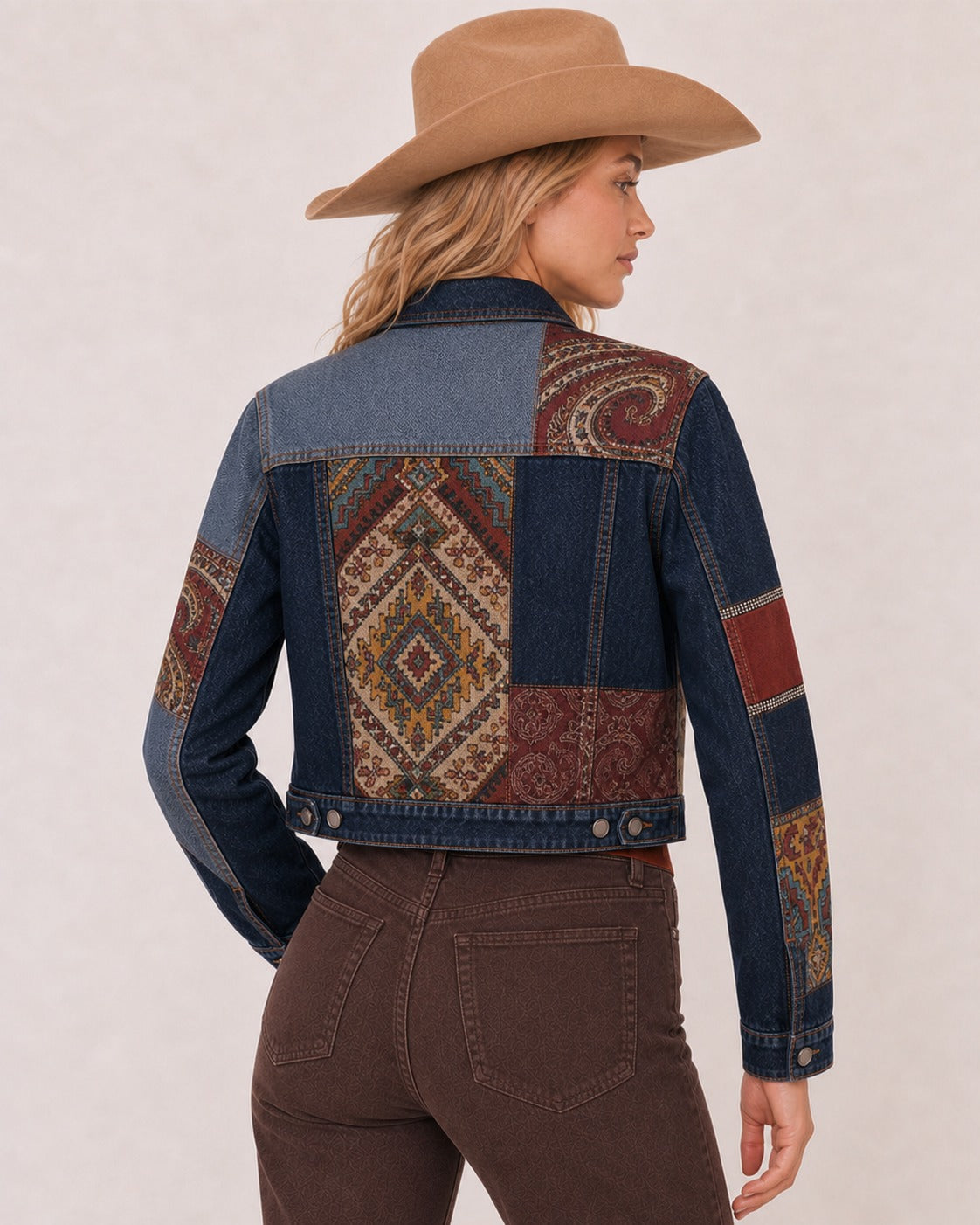 Desert Mirage Indigo RB-JKT01 – Back View – Riley – indigo, rust, tan