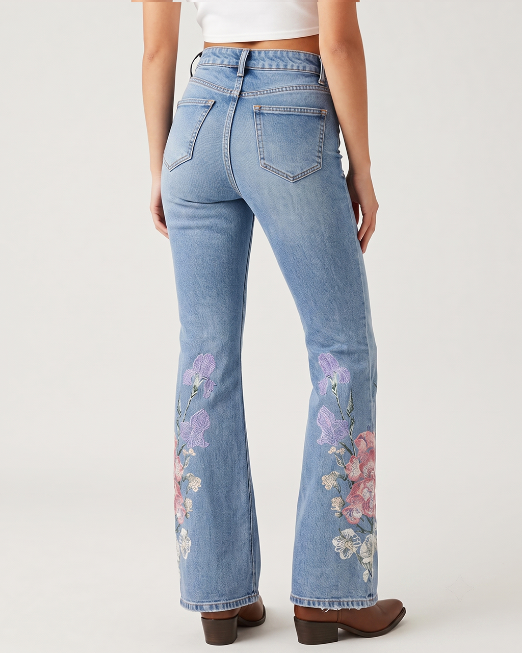 Wildflower Trail Bootcut Jeans – Back View – Riley – light blue