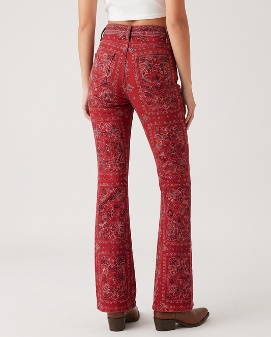 Desert Bandana Bootcut Jeans – Back View – Riley – Red
