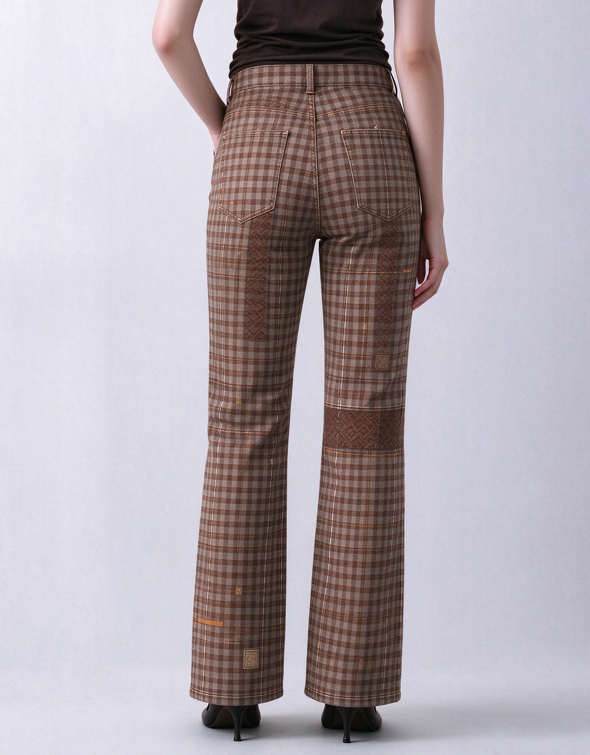 Frontier Patch Plaid Bootcut Jeans