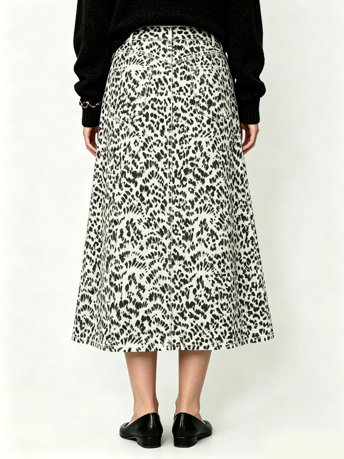 Wild Leopard Ankle-Length Denim Skirt