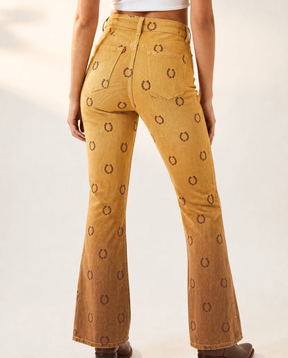 Horseshoe Horizon Bootcut Jeans – Back View – Riley – mustard