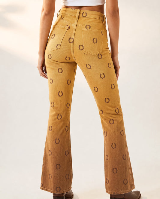 Horseshoe Horizon Bootcut Jeans – Back View – Riley – mustard