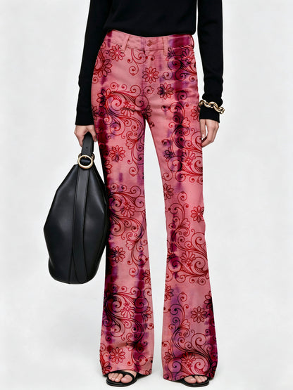 Desert Rose Swirl Flare Jeans