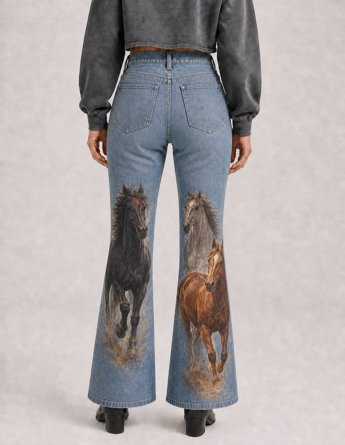 Wild Steed Bootcut Jeans – Back View – Riley – blue