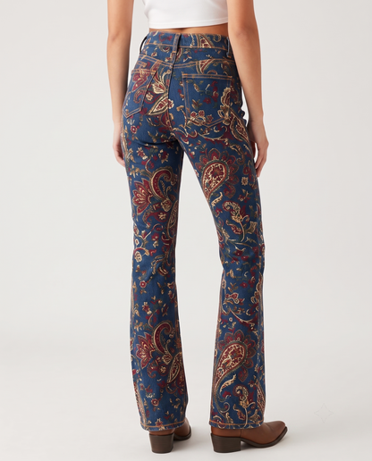 Desert Paisley Dark Bootcut Jeans – Back View – Riley – Dark Indigo