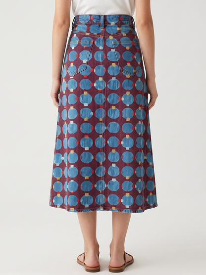 Cactus Bloom Burgundy RB-SKT10 – Back View – Jessie – burgundy, blue