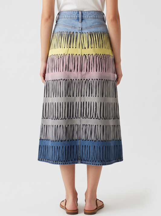 Cactus Mirage Blue Geometric RB-SKT10 – Back View – Jessie – blue, yellow